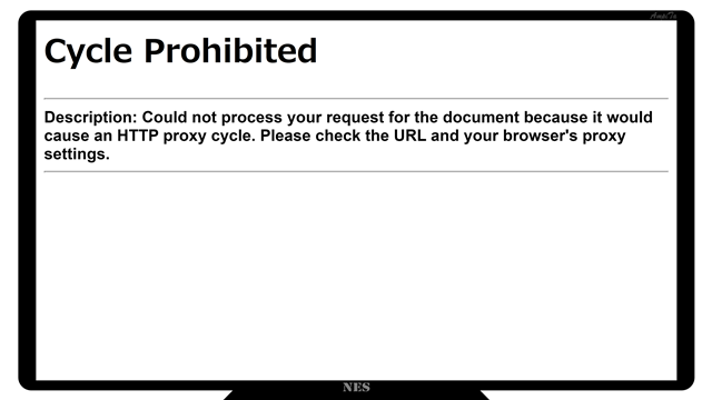 Cycle Prohibited

Description: 
Could not process your request for the document because it would cause an HTTP proxy cycle. Please check the URL and your browser’s proxy settings.